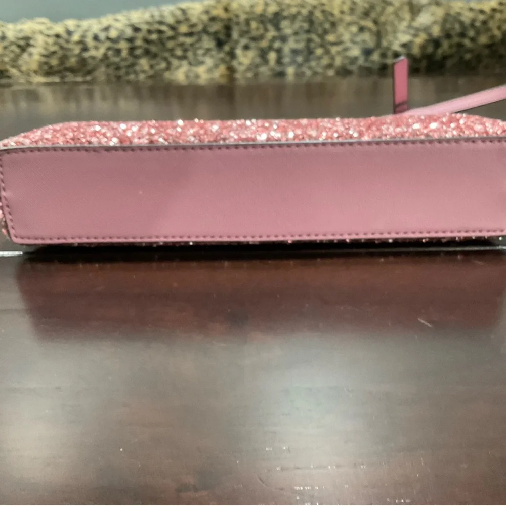 KATE SPADE NY RAMEY GRETA SAFFIANO LEATHER‎ GLITTER SMALL PINK PEONY CROSSBODY